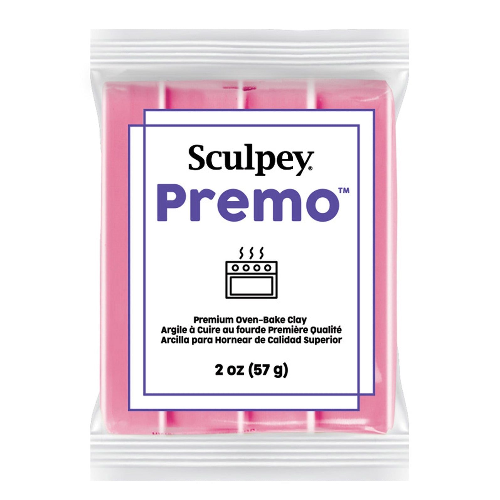 Sculpey Premo packaging with pink clay inside on a white background - blush polymer clay