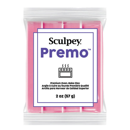 Sculpey Premo packaging with pink clay inside on a white background - blush polymer clay