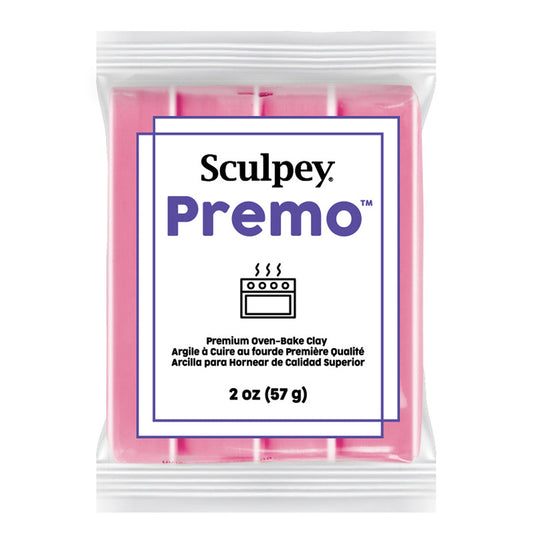 Sculpey Premo packaging with pink clay inside on a white background - blush polymer clay