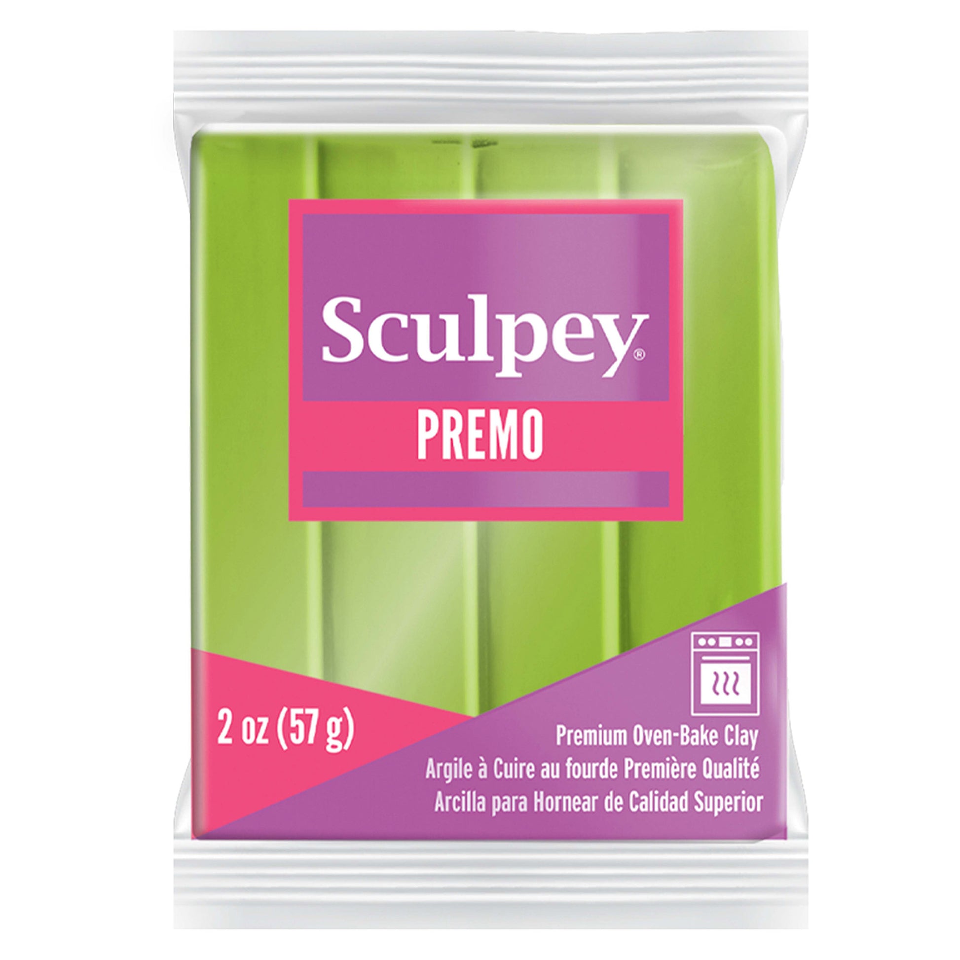 Sculpey Premo clay package in green on a white background - Sculpey Premo Polymer Clay | Bright Green Pearl - 57g - Kaly and Klay