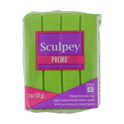 Green package of Sculpey Premo clay on a white background - Sculpey Premo Polymer Clay | Bright Green Pearl - 57g - Kaly and Klay - realistic