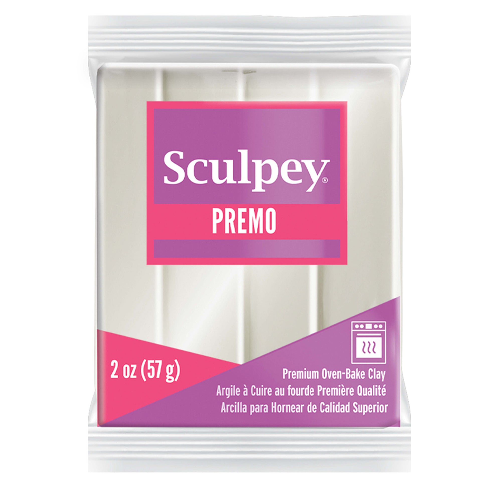 Sculpey Premo clay package with purple and pink design on a white background - Sculpey Premo Polymer Clay  Pearl - 57g - 