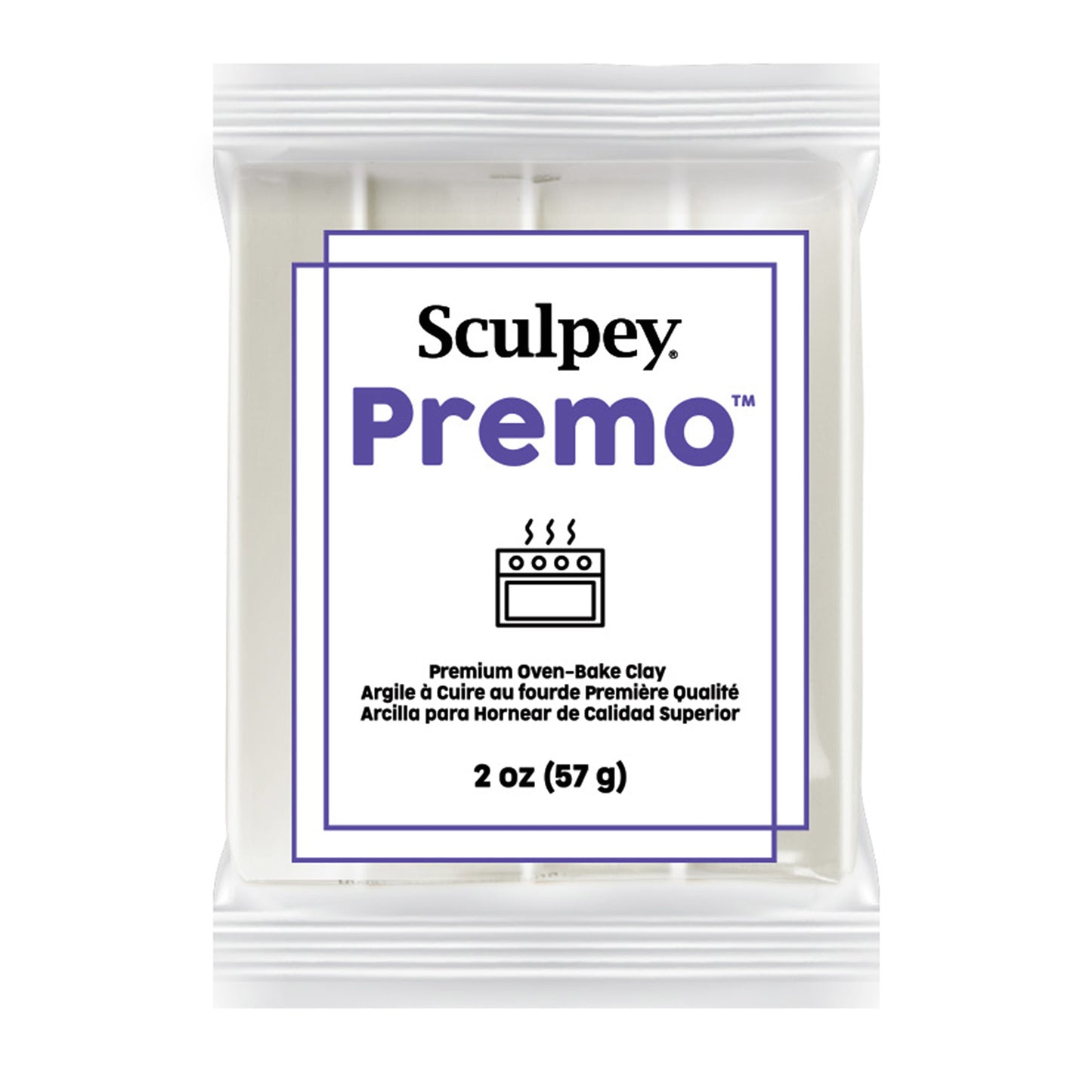Sculpey Premo packaging with white pearl clay inside on a white background - Sculpey Premo Polymer Clay Pearl - 57g - 
