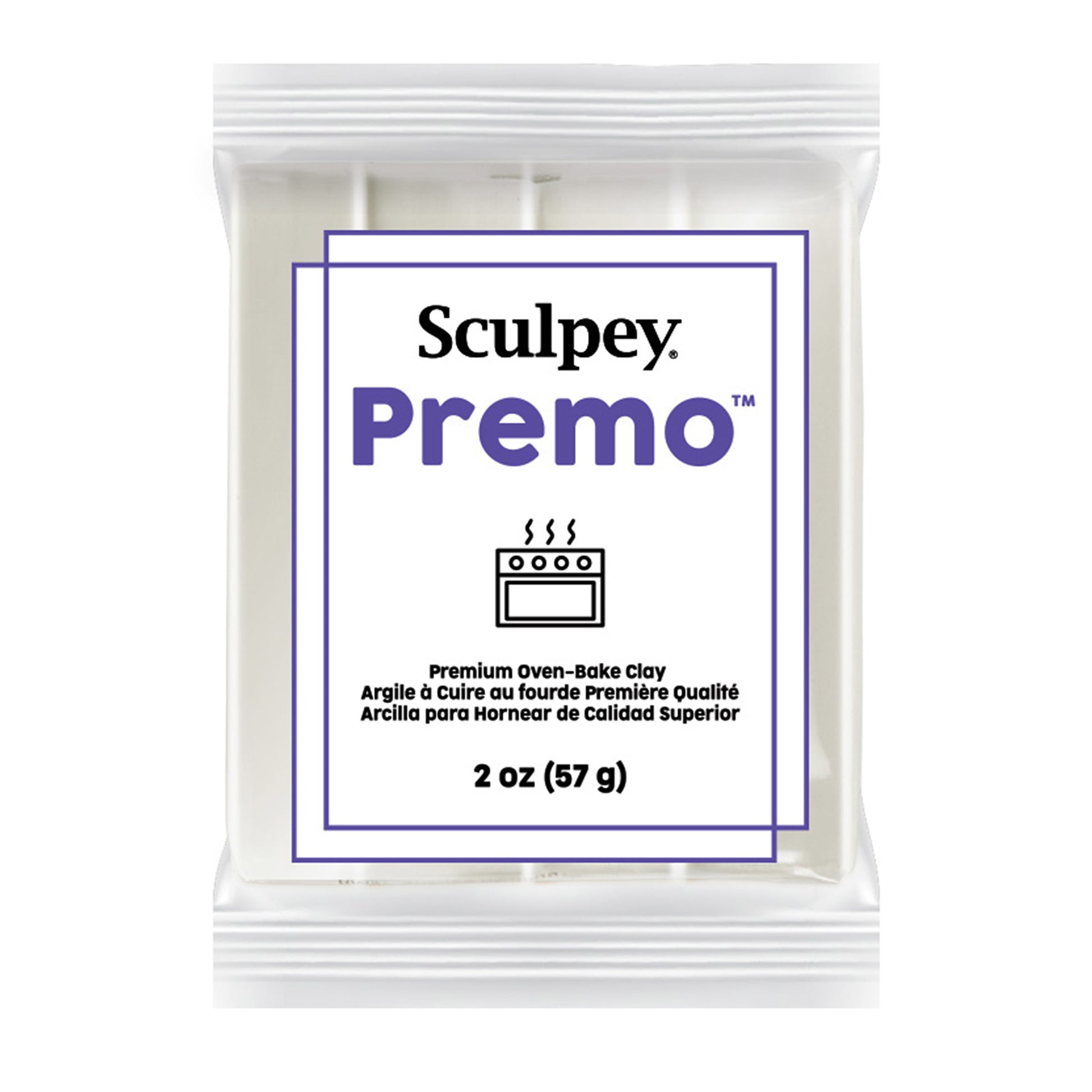Sculpey Premo packaging with white pearl clay inside on a white background - Sculpey Premo Polymer Clay Pearl - 57g - 