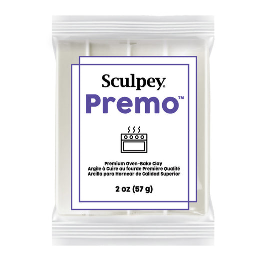 Sculpey Premo packaging with white pearl clay inside on a white background - Sculpey Premo Polymer Clay Pearl - 57g - 