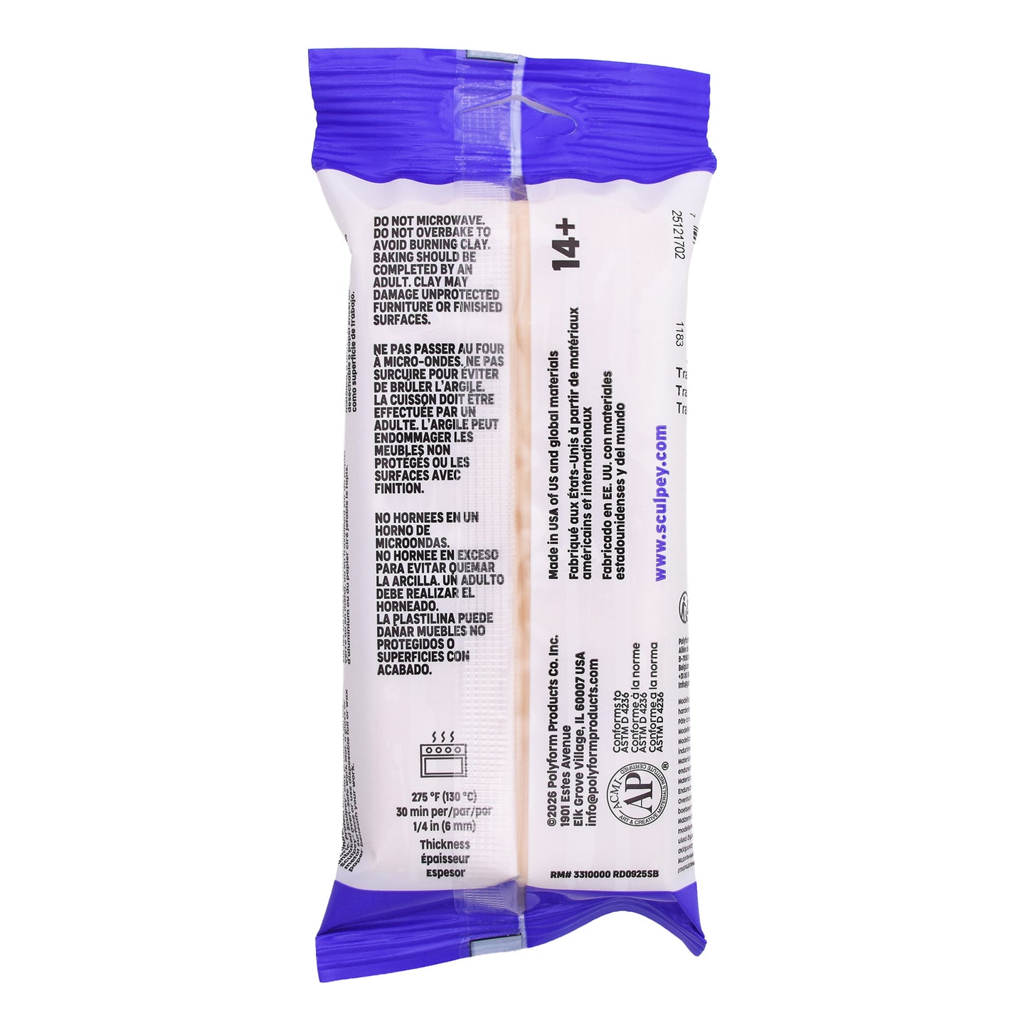 Sculpey premo 227g translucent (8oz) real picture of back of package on a white background
