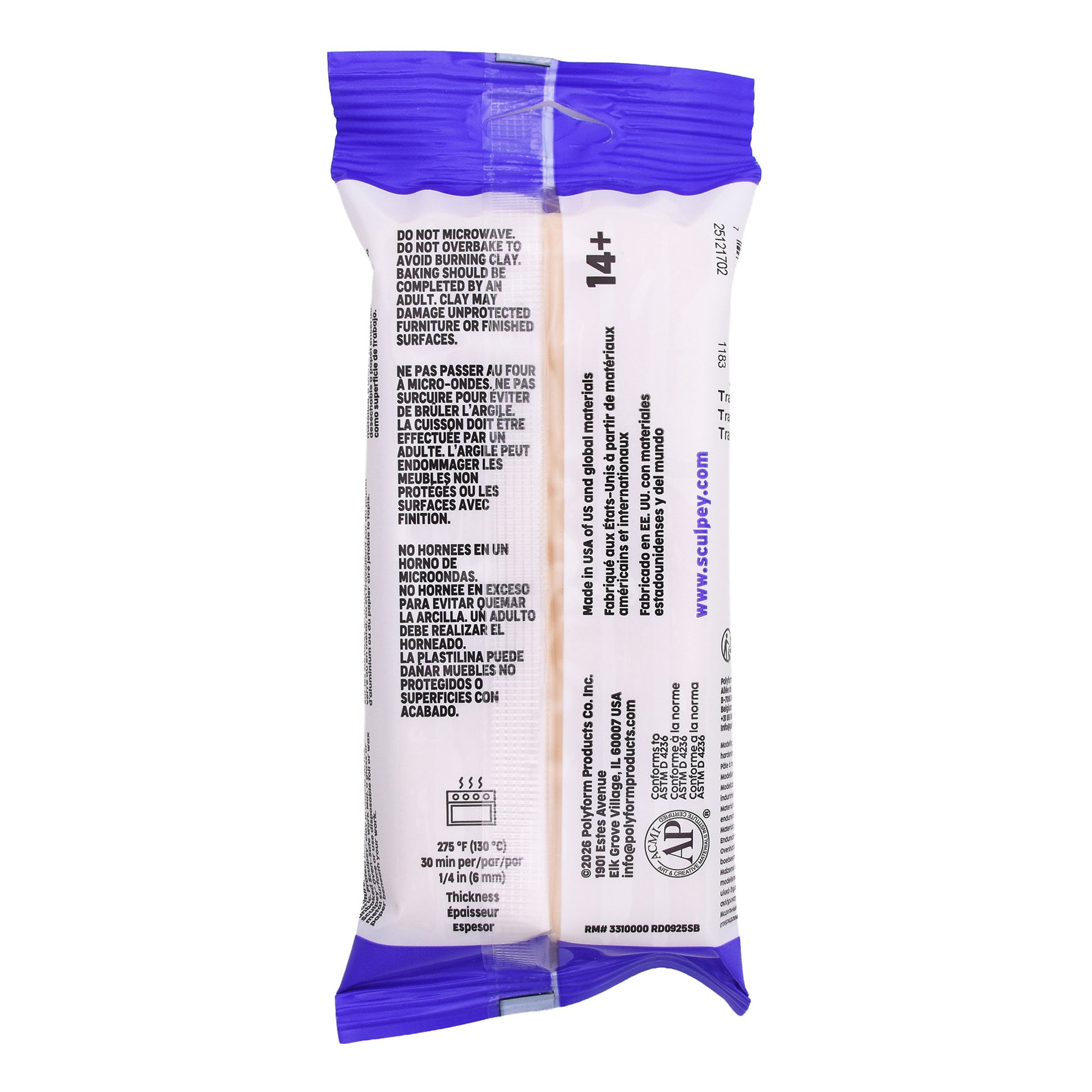 Sculpey premo 227g translucent (8oz) real picture of back of package on a white background