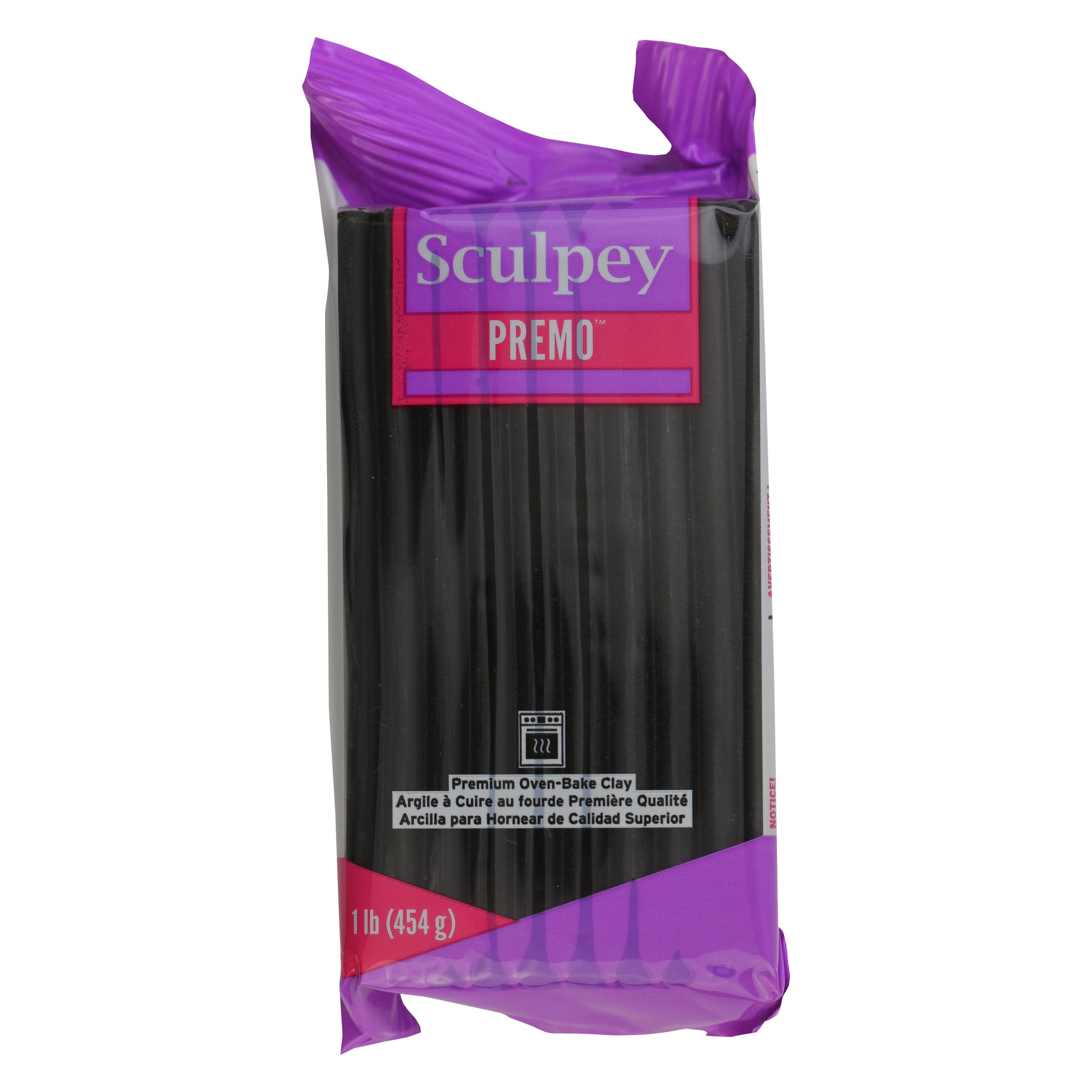 Sculpey Premo black polymer clay package 454g 1lb on a white background