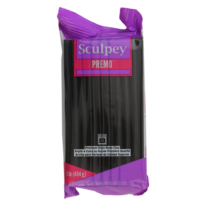 Sculpey Premo black polymer clay package 454g 1lb on a white background