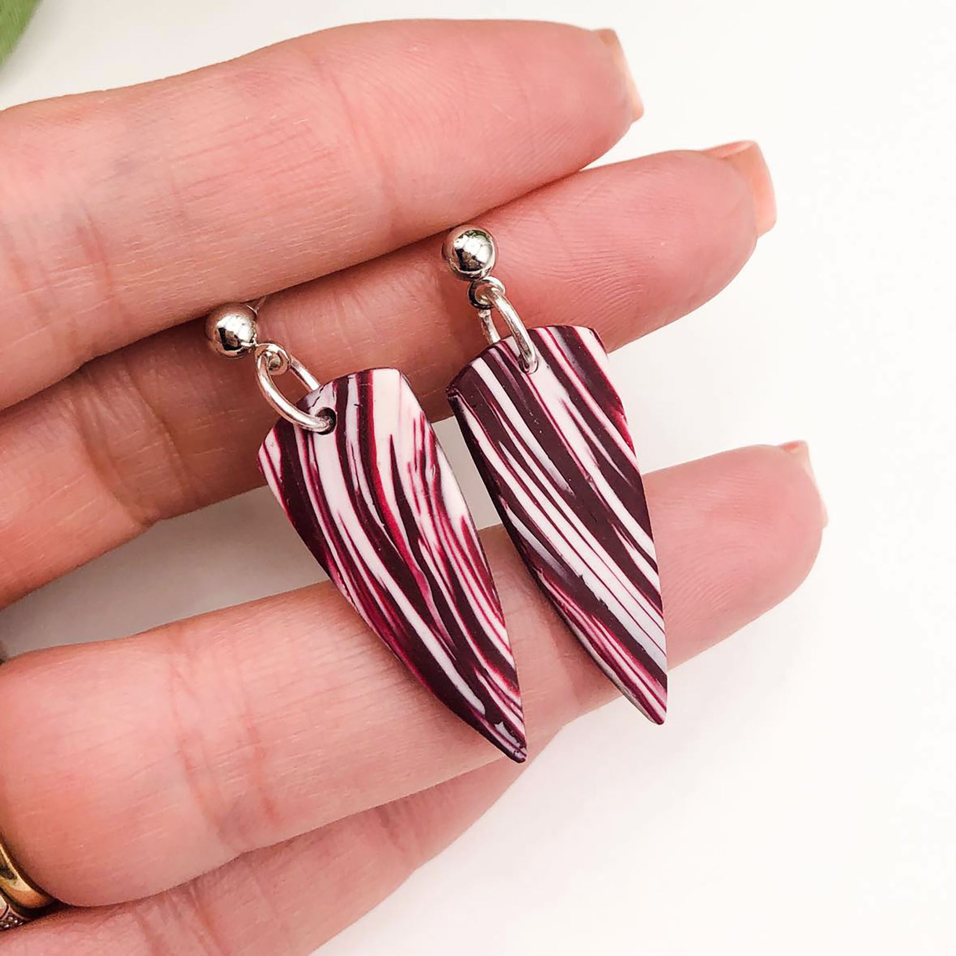Dagger Triangle Shard polymer clay earrings