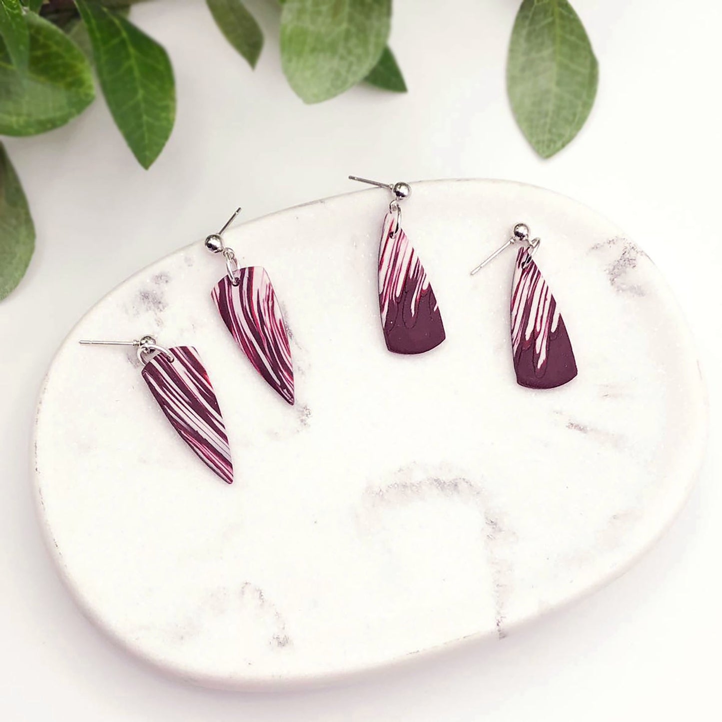 Dagger Triangle Shard polymer clay earrings