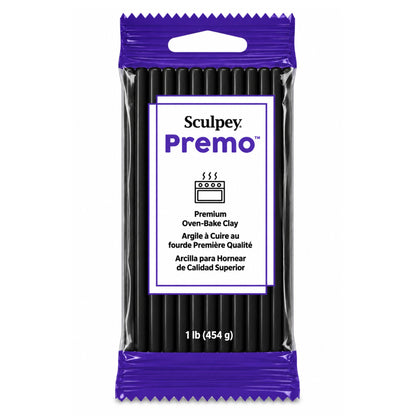 Sculpey Premo black polymer clay package 454g 1lb on a white background