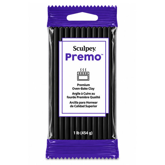 Sculpey Premo black polymer clay package 454g 1lb on a white background