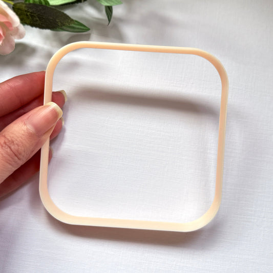Square rounded clay cutter, for polymer clay and pottery trinket dishes, plates, clocks, coasters, cookies.