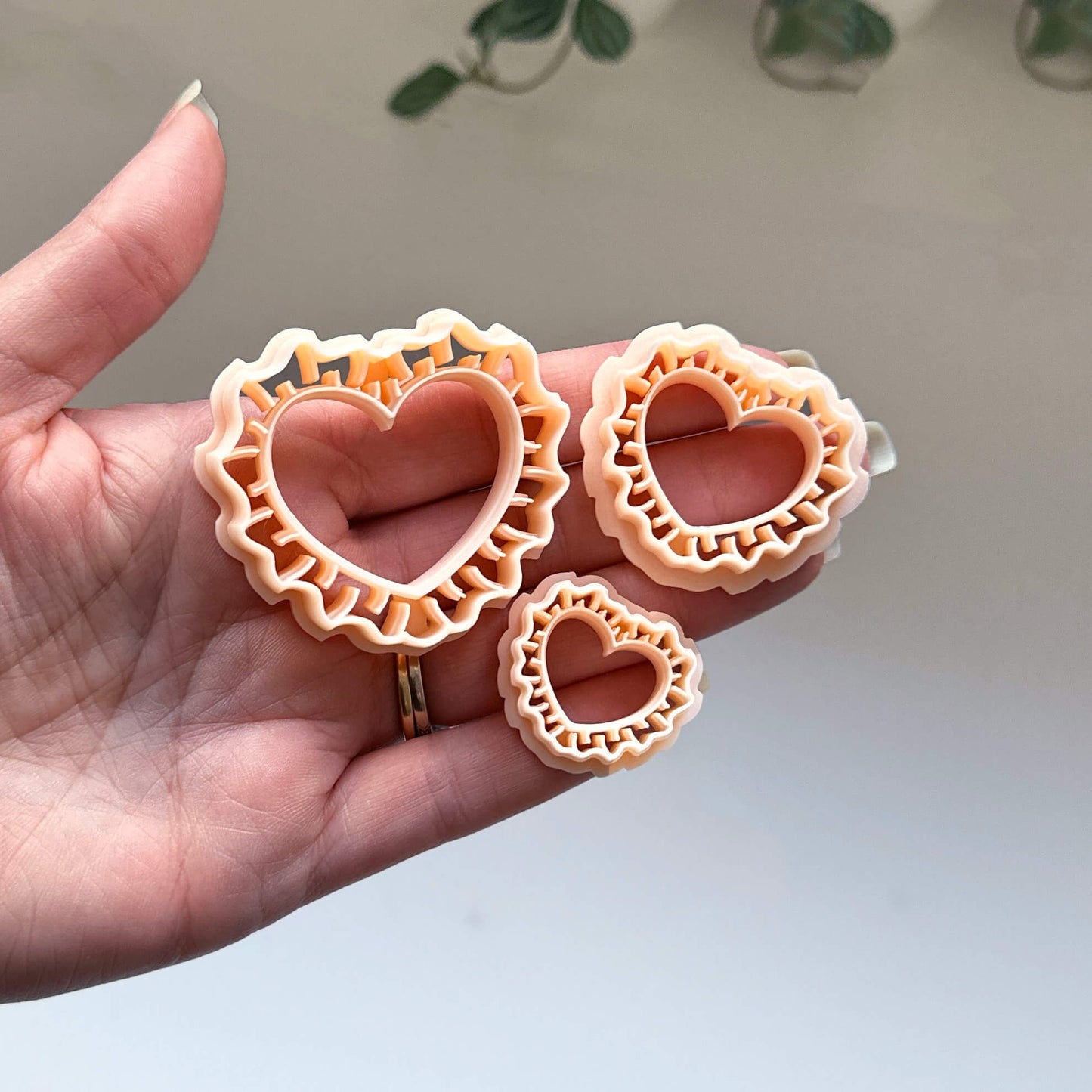 Ruffled Heart Clay Cutter , Pillow shape for valentines polymer clay jewellery making