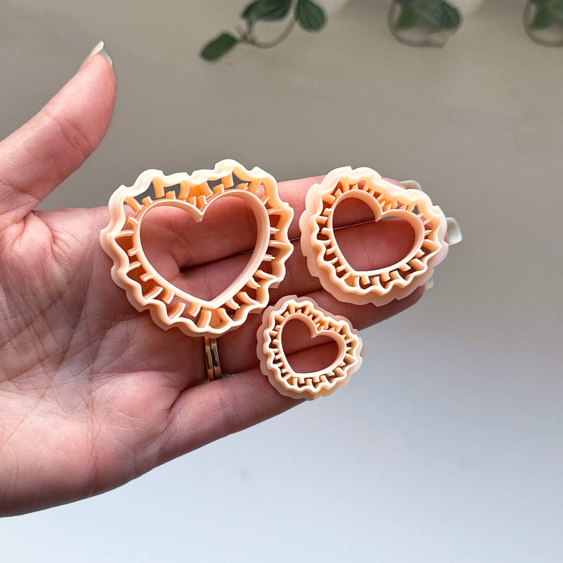 Ruffled Heart Clay Cutter , Pillow shape for valentines polymer clay jewellery making