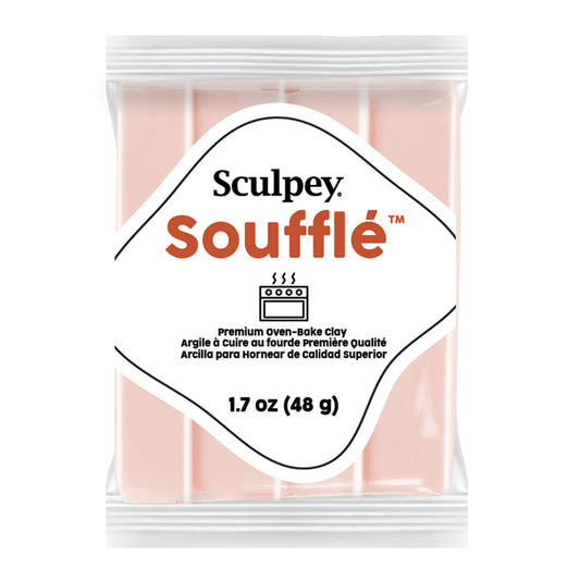 Sculpey Souffle packaging with pink clay visible through the clear front panel on a white background. Sculpey Souffle Polymer Clay | Amond Rose - 48g - 