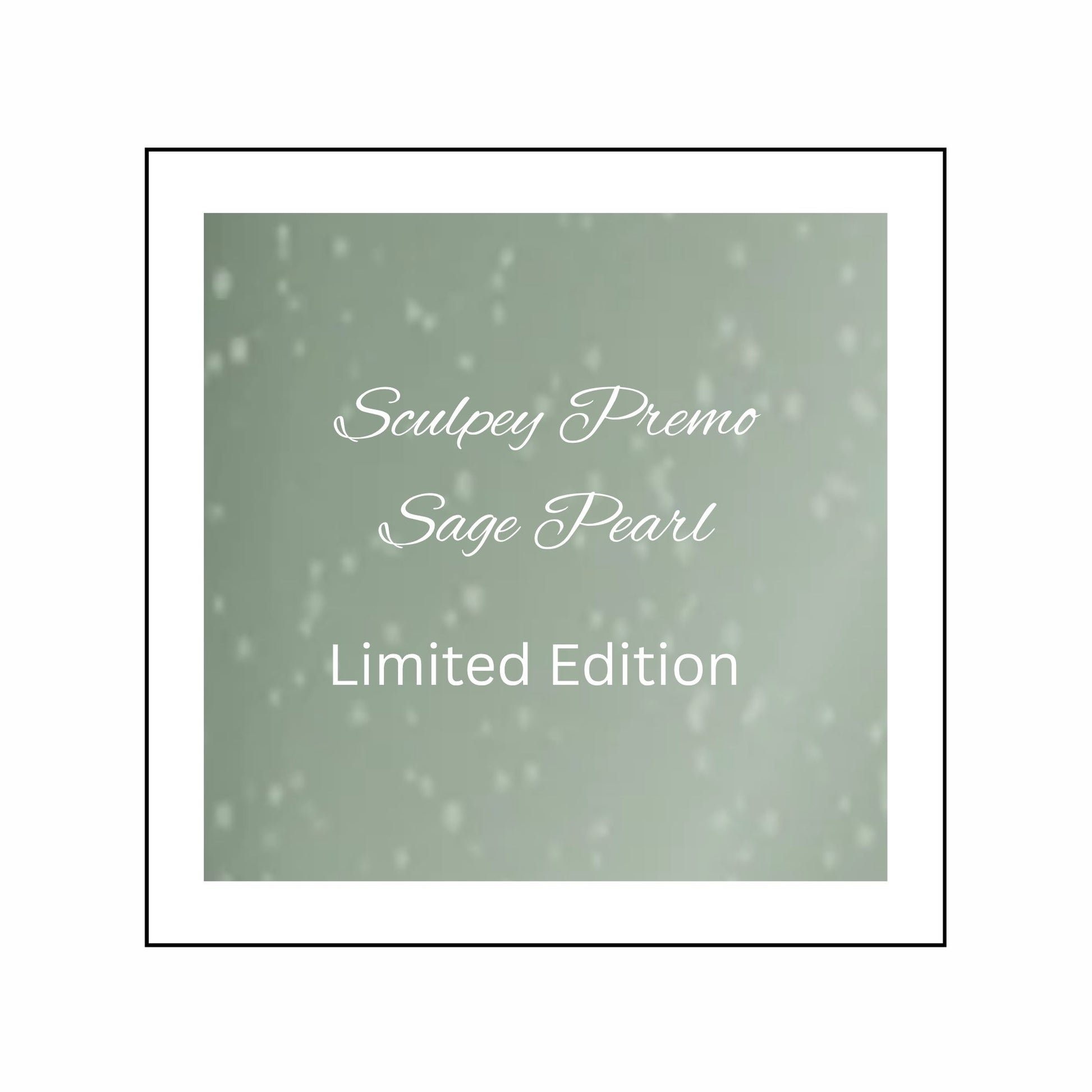 Sculpey Premo Sage Pearl clay in a limited edition packaging with a subtle pattern.  Sculpey Premo Polymer Clay | Sage Pearl - 57g - 