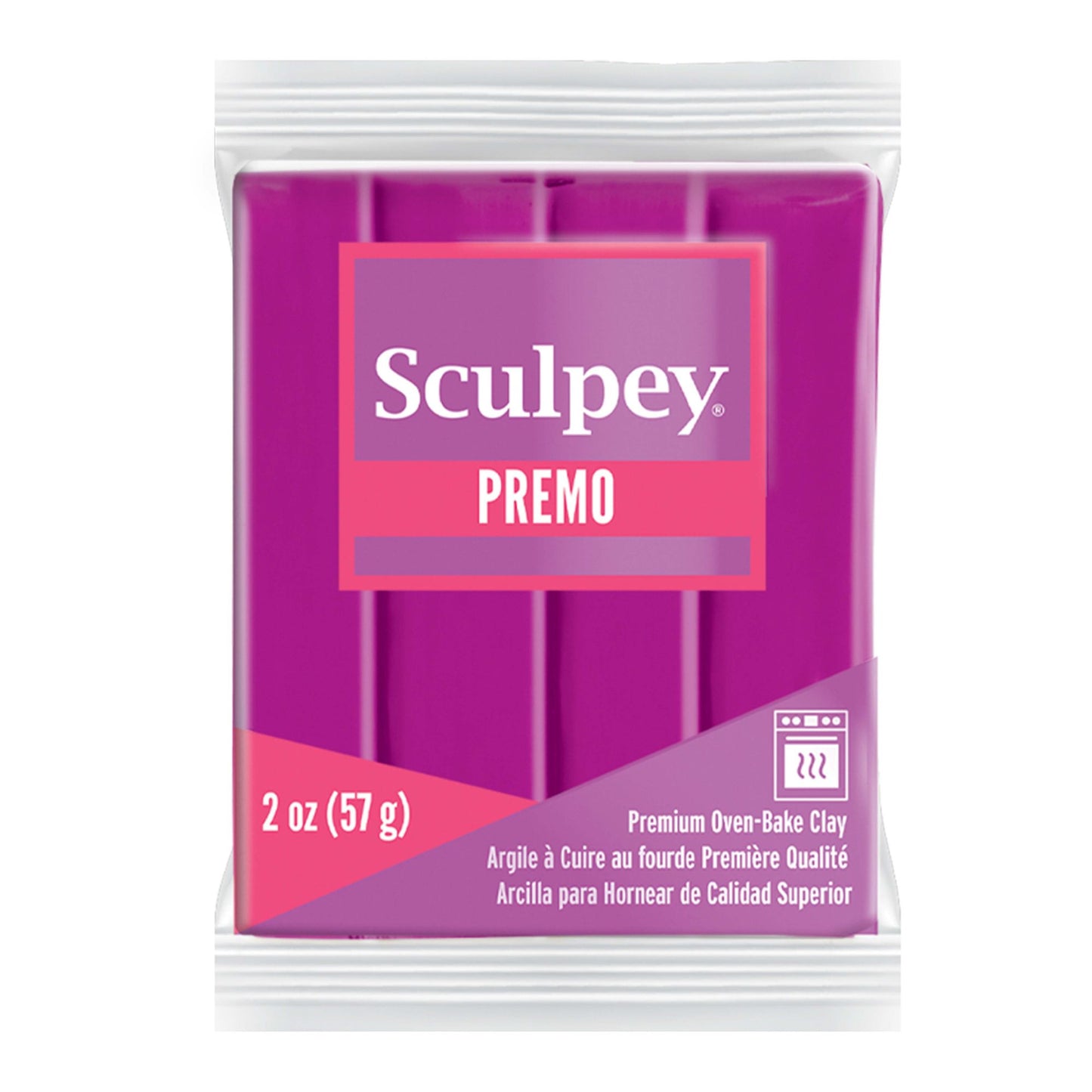 Sculpey Premo clay package on a white background - Sculpey Premo Polymer Clay  57g - 5504 Fuchsia - 