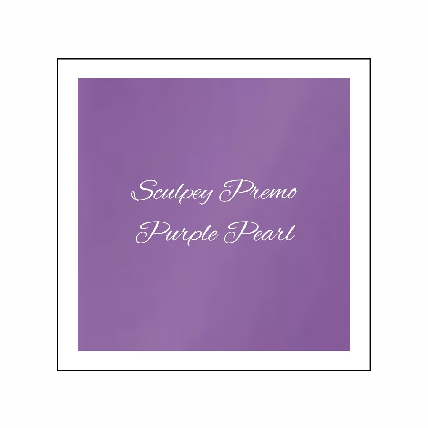 Purple square colour swatch with 'Sculpey Premo Purple Pearl' text on a white background