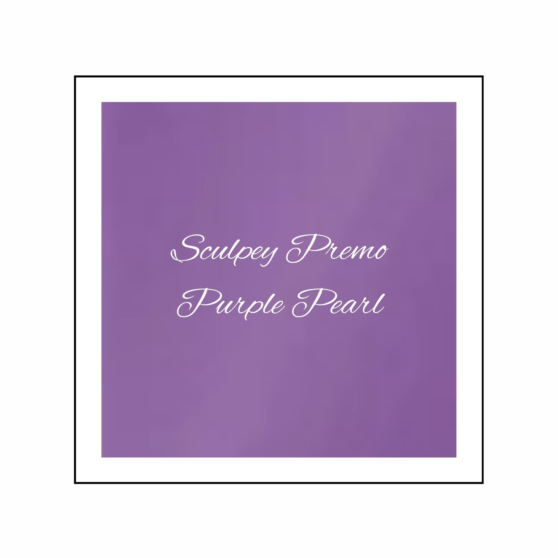 Purple square colour swatch with 'Sculpey Premo Purple Pearl' text on a white background
