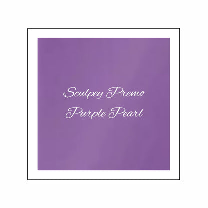 Purple square colour swatch with 'Sculpey Premo Purple Pearl' text on a white background