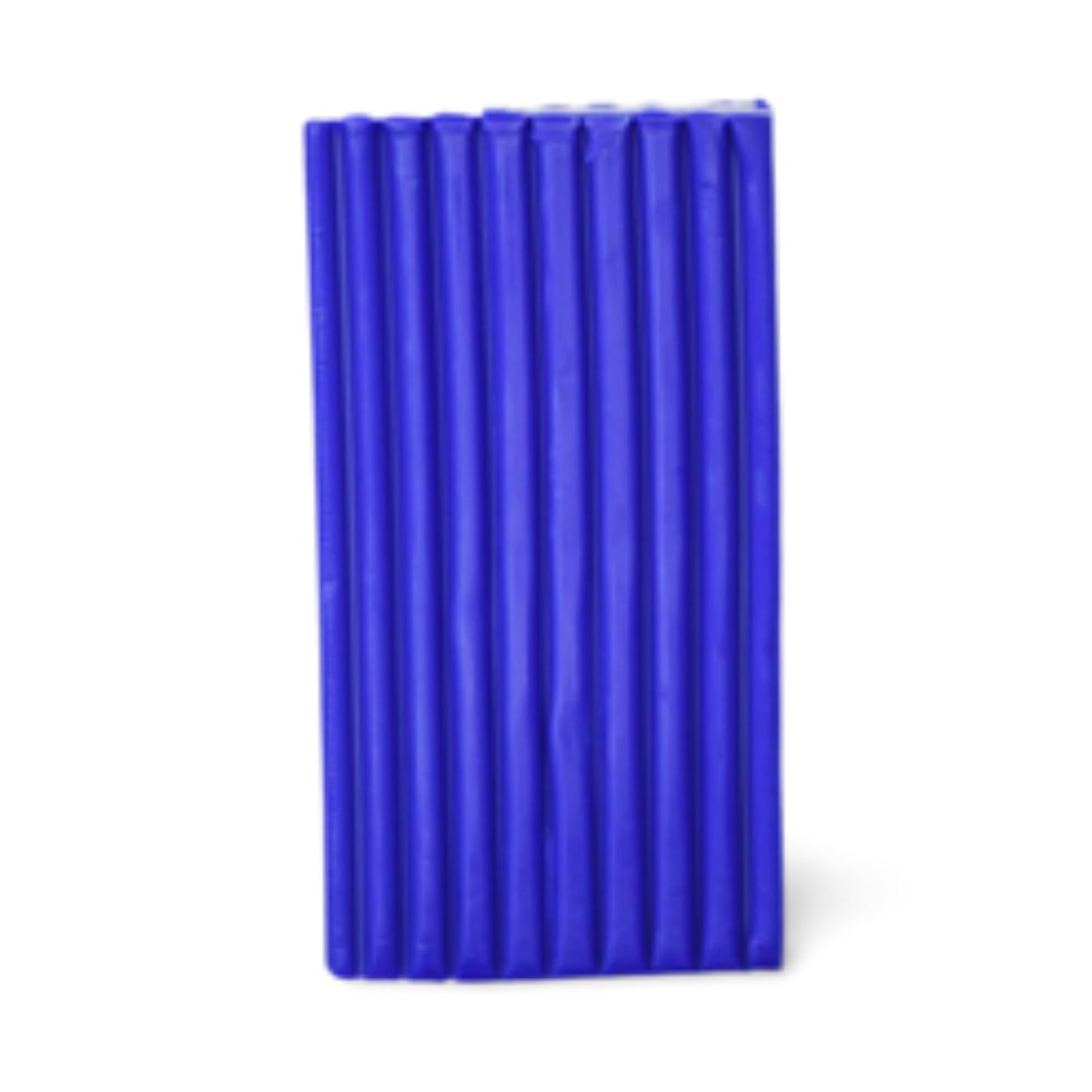 A block of ultramarine blue hue clay on a white background.