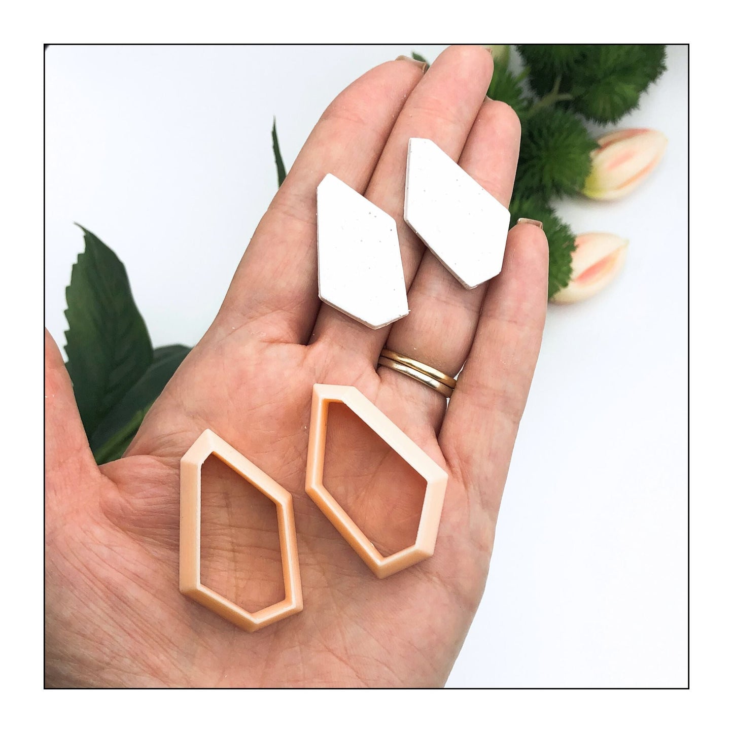 Abstract drop clay cutter mirror set of two. For jewellery making.