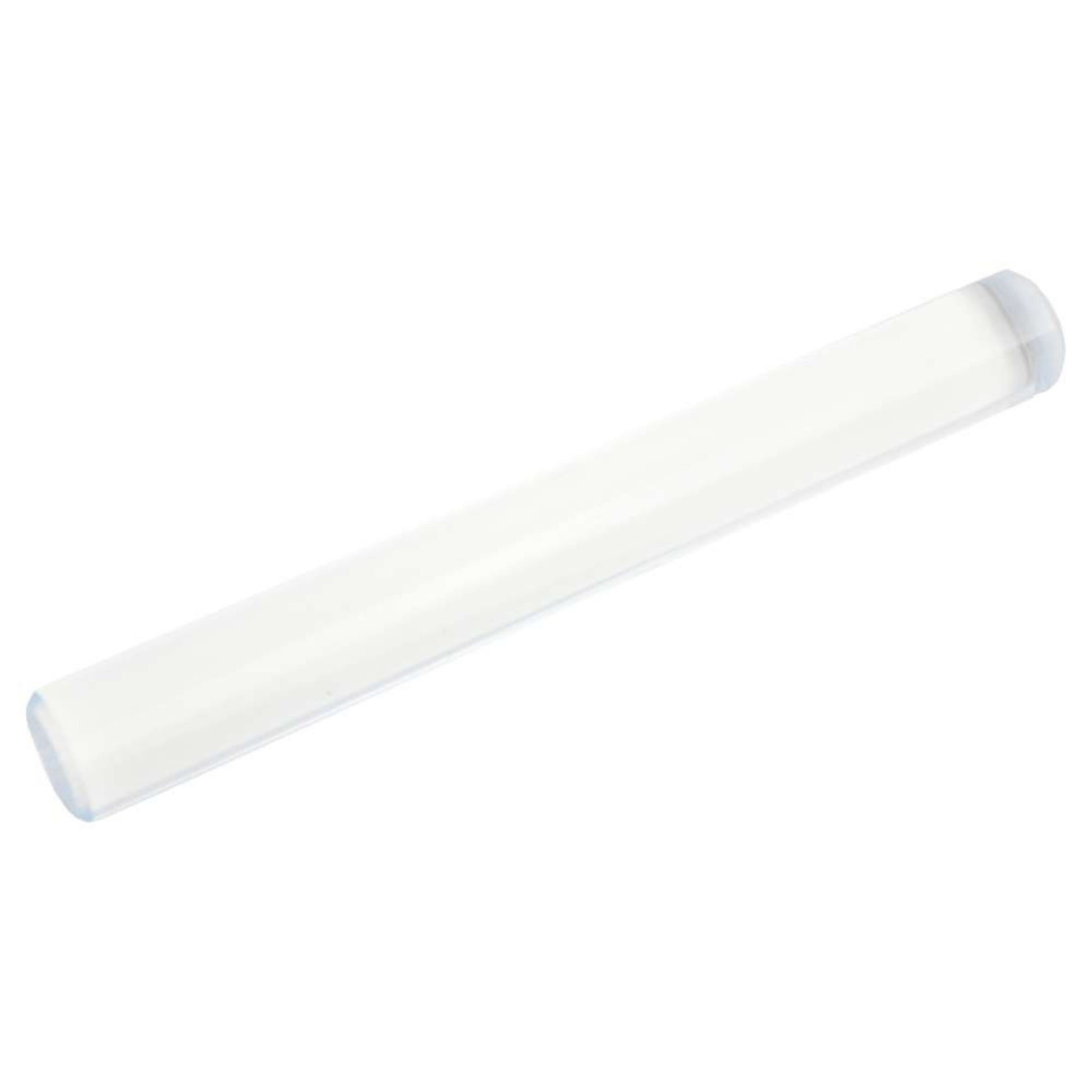 White sculpey acrylic rolling pin on a white background