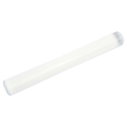 White sculpey acrylic rolling pin on a white background