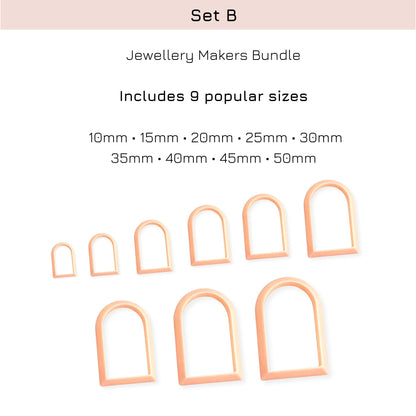 Jewellery makers bundle with 9 popular arch sizes on a white background