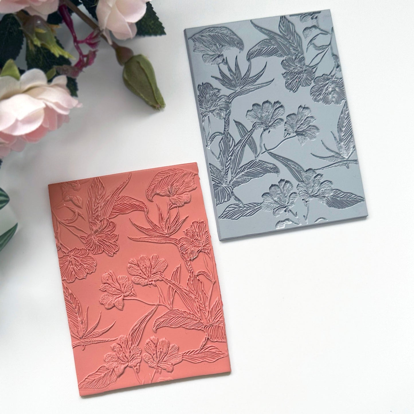 Birds of Paradise Texture Stamp | Rubber Spring Flower Embossing Mat - 