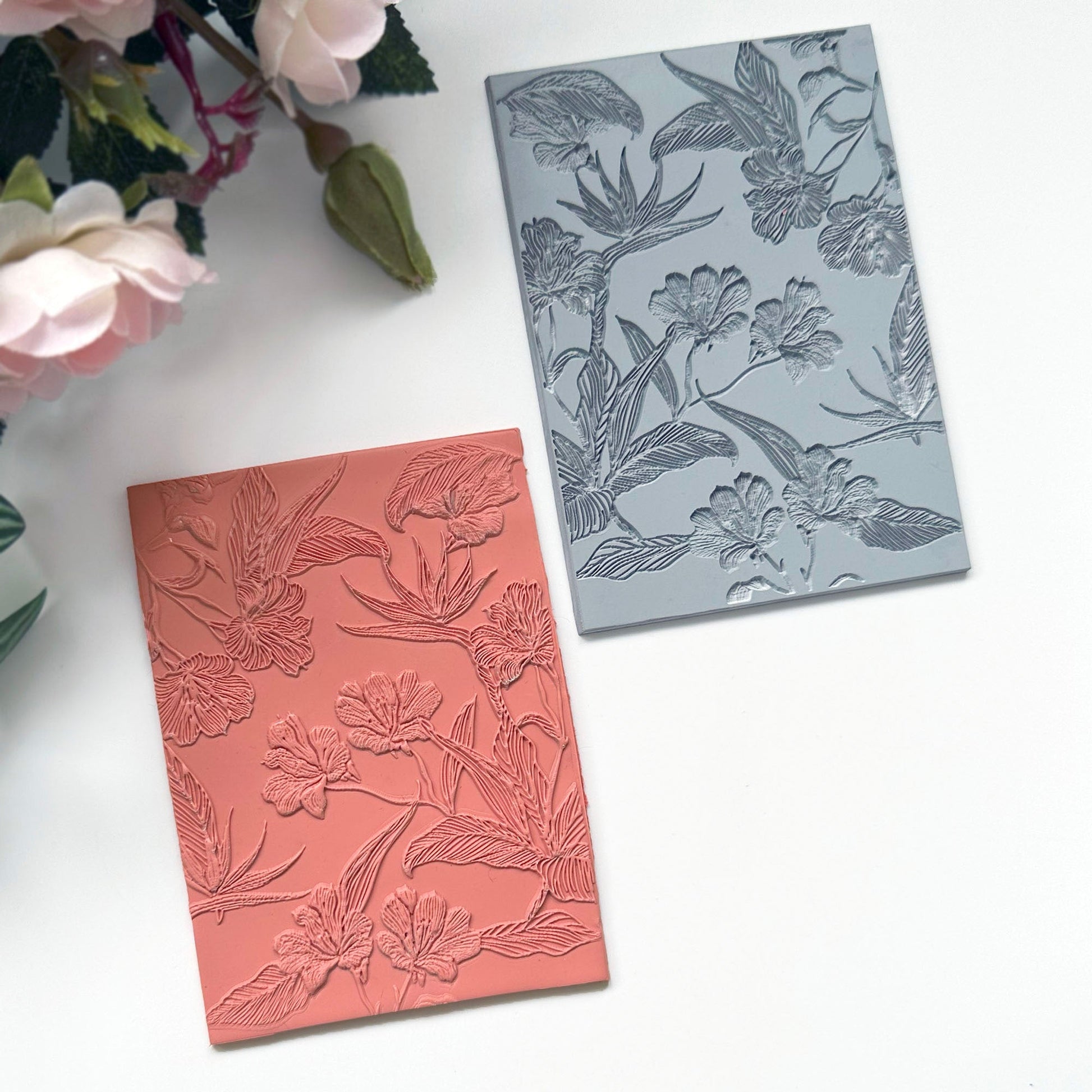 Birds of Paradise Texture Stamp | Rubber Spring Flower Embossing Mat - 