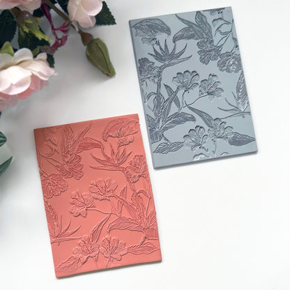 Birds of Paradise Texture Stamp | Rubber Spring Flower Embossing Mat - 