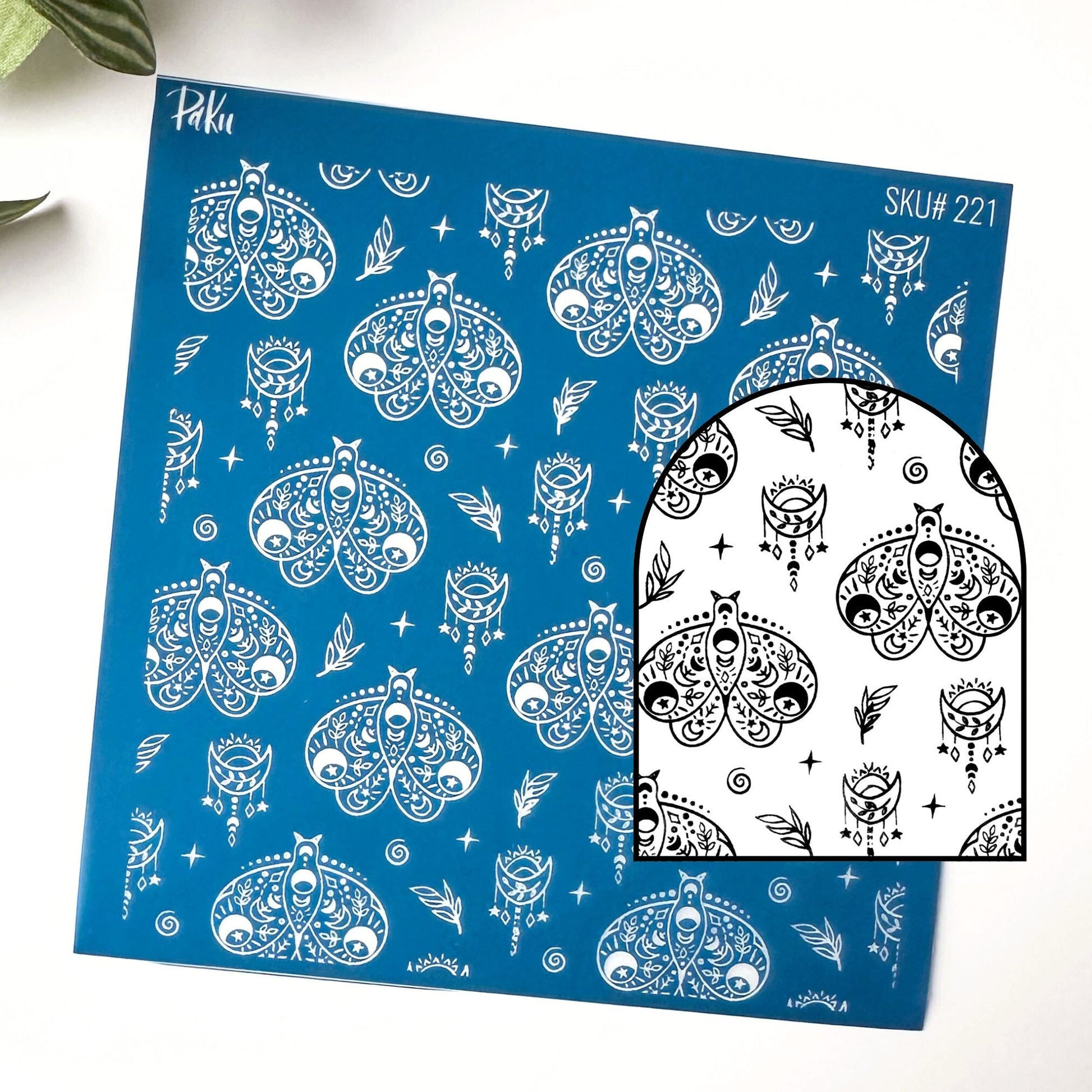 boho butterfly / moth silkscreen stencil  for polymer clay jewellery makers