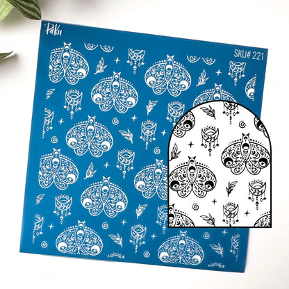 boho butterfly / moth silkscreen stencil  for polymer clay jewellery makers
