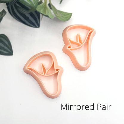 Calla liliy flower clay cutter for jewellery makers - mirror pair