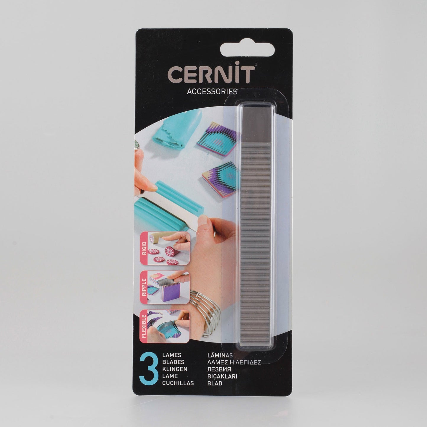 Cernit Slicer Blades | Flexible, Rigid & Ripple | Set of Three - for polymer clay
