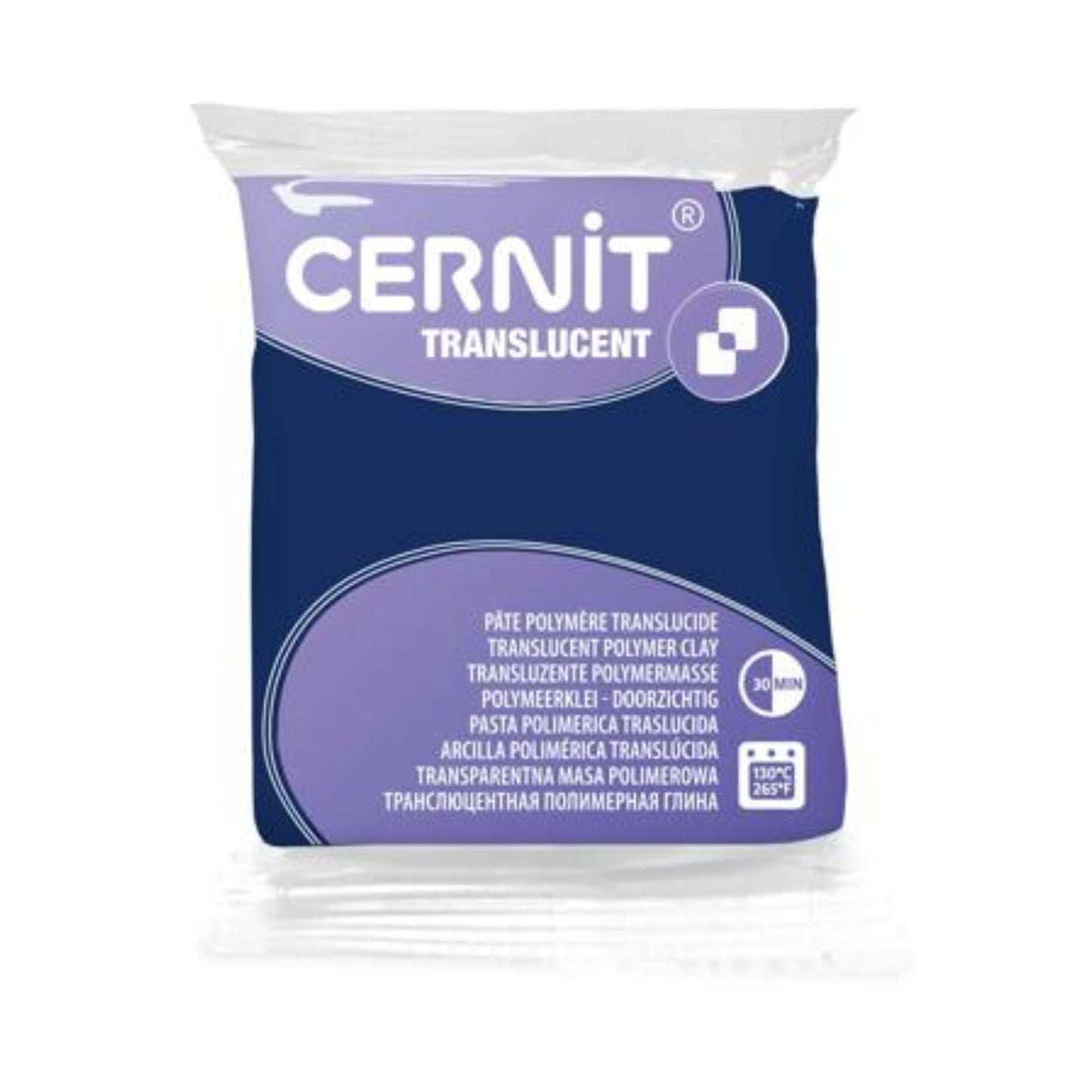 Cernit Translucent polymer clay in colour blueberry.
A deep, cool-toned blue with rich berry undertones. When cured, it develops a clarity finish that’s perfect for faux glass, resin effects, and realistic gemstone-style designs.