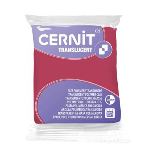 Cernit trandlucent grenade polymer clay - A rich, translucent deep red inspired by pomegranate tones, Grenade develops striking depth and clarity after baking. Its jewel-like intensity makes it ideal for faux gemstones, glass effects, and layered statement pieces.