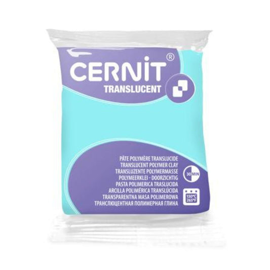 Cernit Translucent polymer clay in colour jade. A fresh, translucent blue-green inspired by natural jade stone, Jade cures to a softly luminous finish with beautiful depth and clarity. Its tone makes it ideal for faux stone effects.