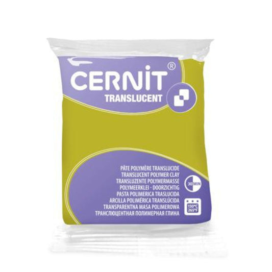 Cernit Translucent polymer clay in colour mirabelle. A warm, golden yellow inspired by ripe mirabelle plums, it cures to a glowing, honeyed finish with beautiful light transmission. Its soft amber tone makes it perfect for faux resin, stained-glass effects, and realistic gemstone-style designs.