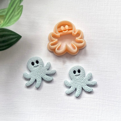 Octopus clay cutter with cute face for polymer clay jewellery making