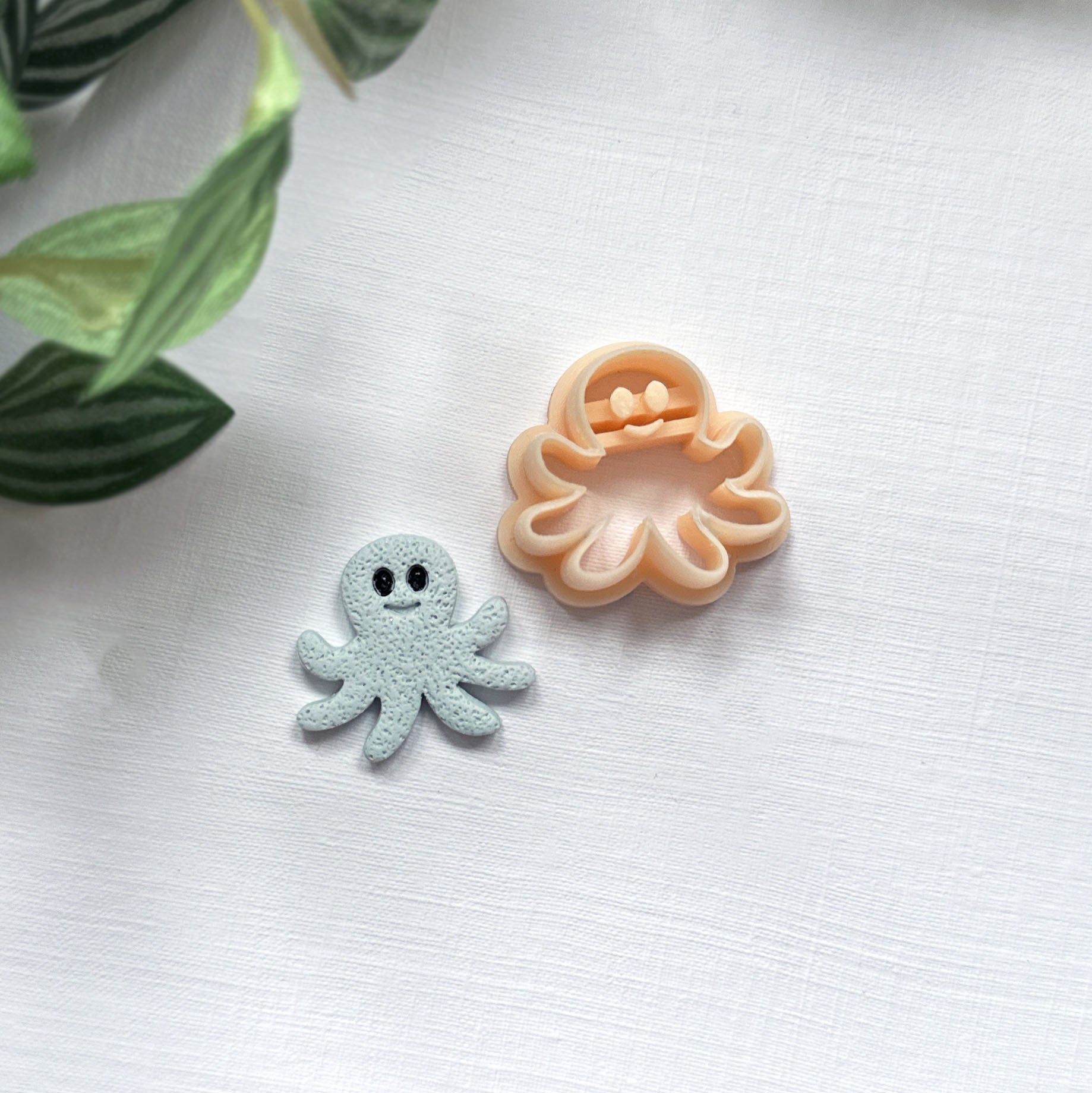 Octopus clay cutter with cute face for polymer clay jewellery making