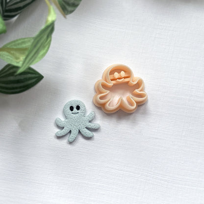 Octopus clay cutter with cute face for polymer clay jewellery making