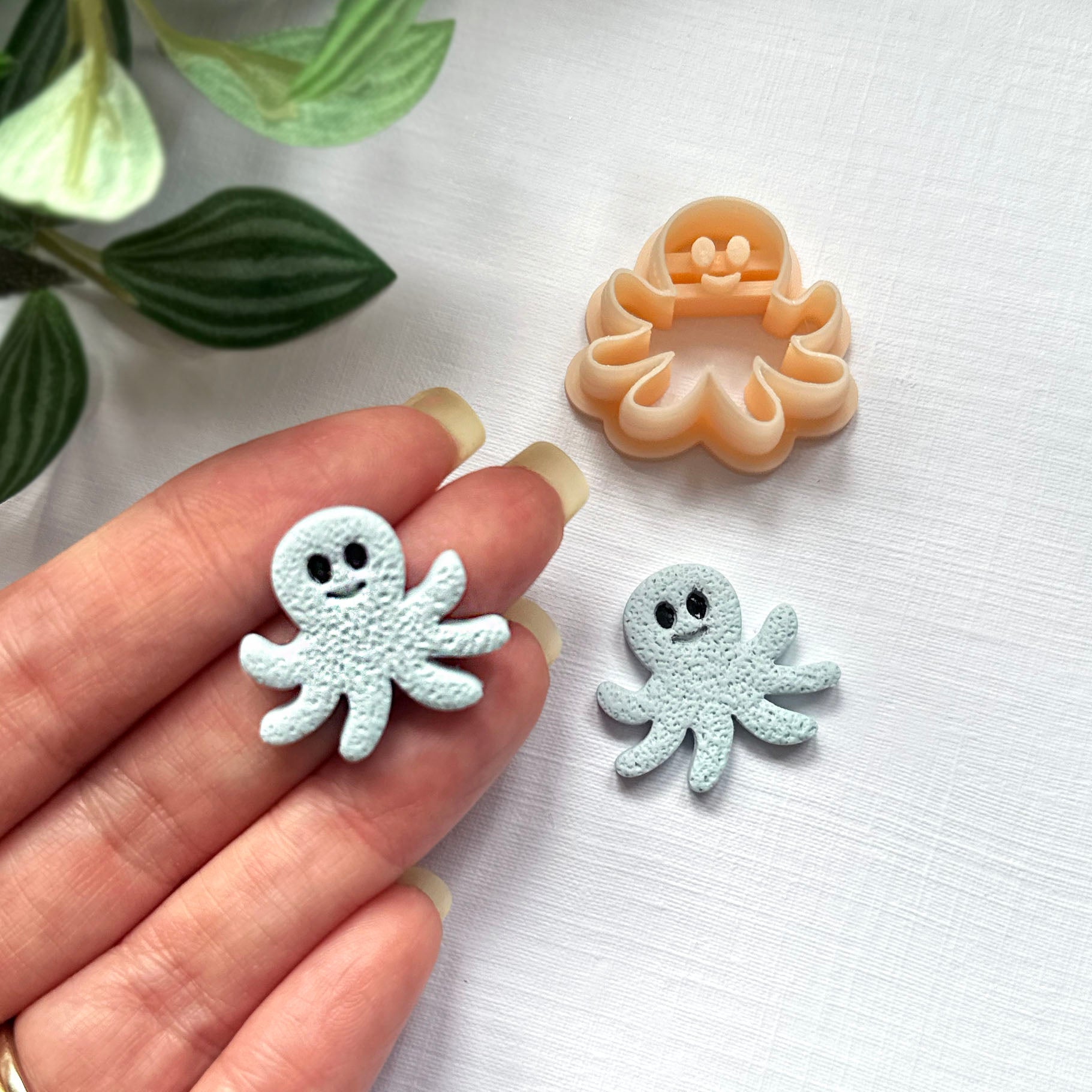 Octopus clay cutter with cute face for polymer clay jewellery making