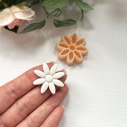Daisy clay cutter with embossed inner detail. Great for polymer clay earring makers.