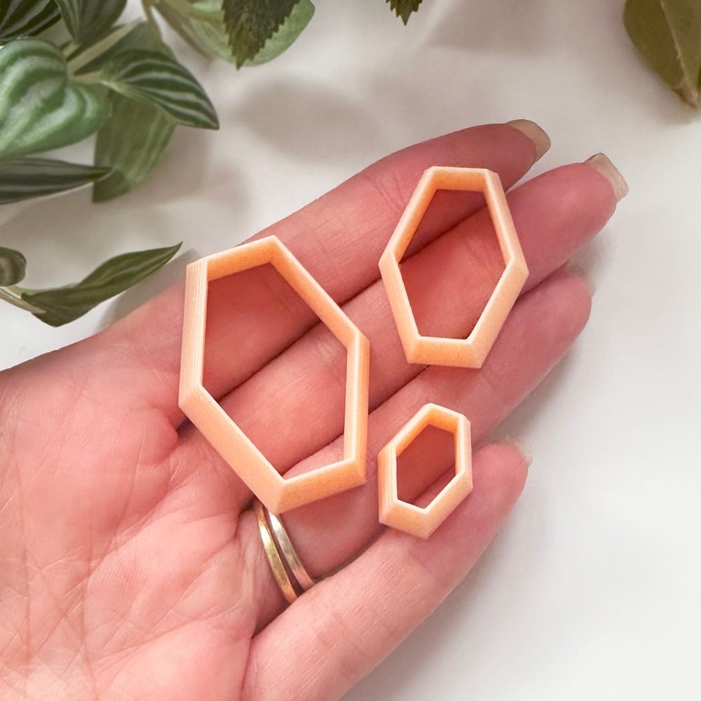 Faceted Gem Clay Cutter | 6 aFces / Sides Geometric Shape. - 