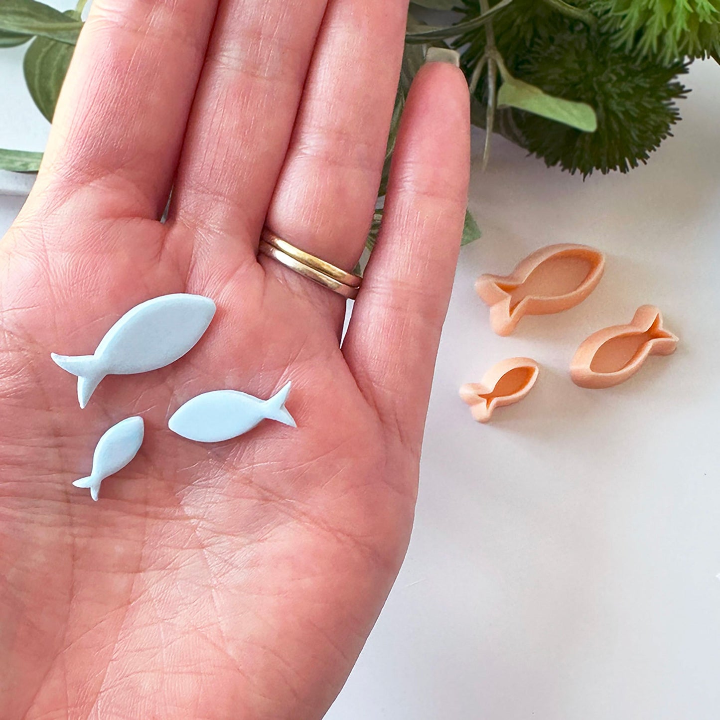 Fish clay cutter with the polymer clay cut outs