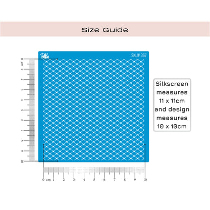 fishnet net silkscreen stencil for polymer clay - size guide